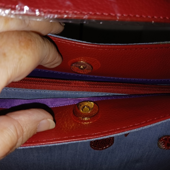 Sharif Animal Melange Denim & Leather Patchwork Tote with Cosmetic Bag, NWT - Picture 7 of 13